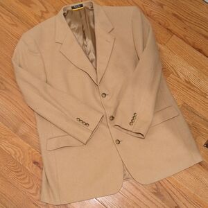 Vintage Bill Blass Black Label Size 48L 100% Camel Hair Sports Jacket Blazer